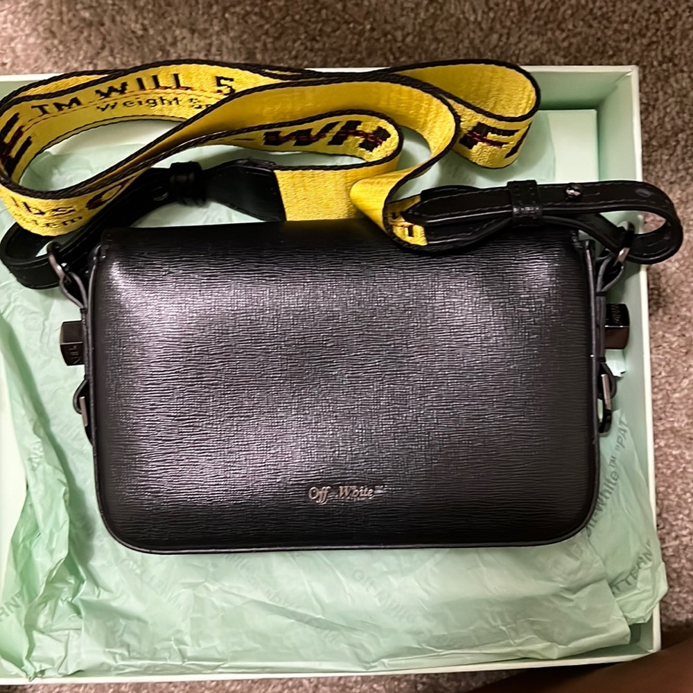 Off white black mini plain flap bag